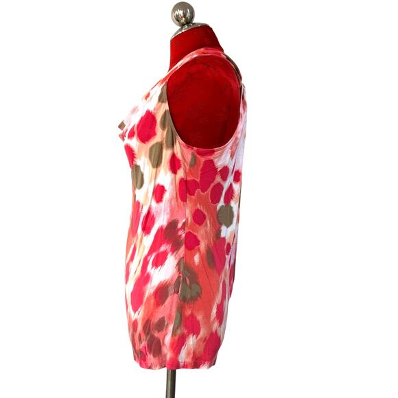 Tommy Bahama size M watercolor halter top popover racer back pink orange gold - Picture 4 of 7